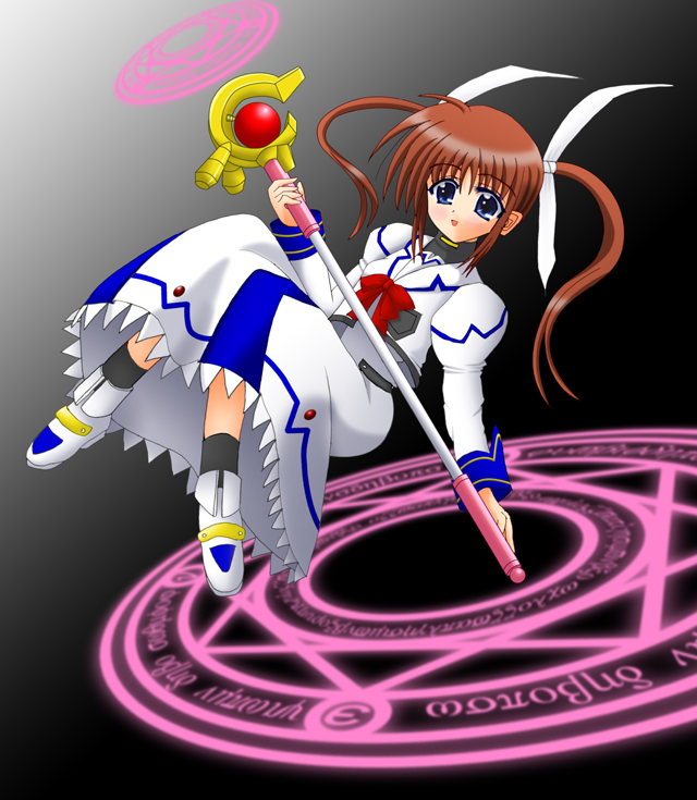 takamachi nanoha and raising heart (lyrical nanoha and 1 more) drawn by yamaguchi_ugou