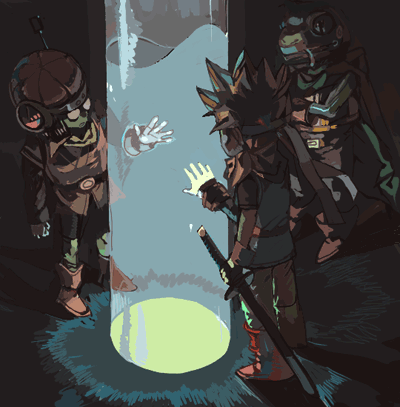 lucca ashtear, crono, and frog (chrono trigger) drawn by pierre_(nanbansen)