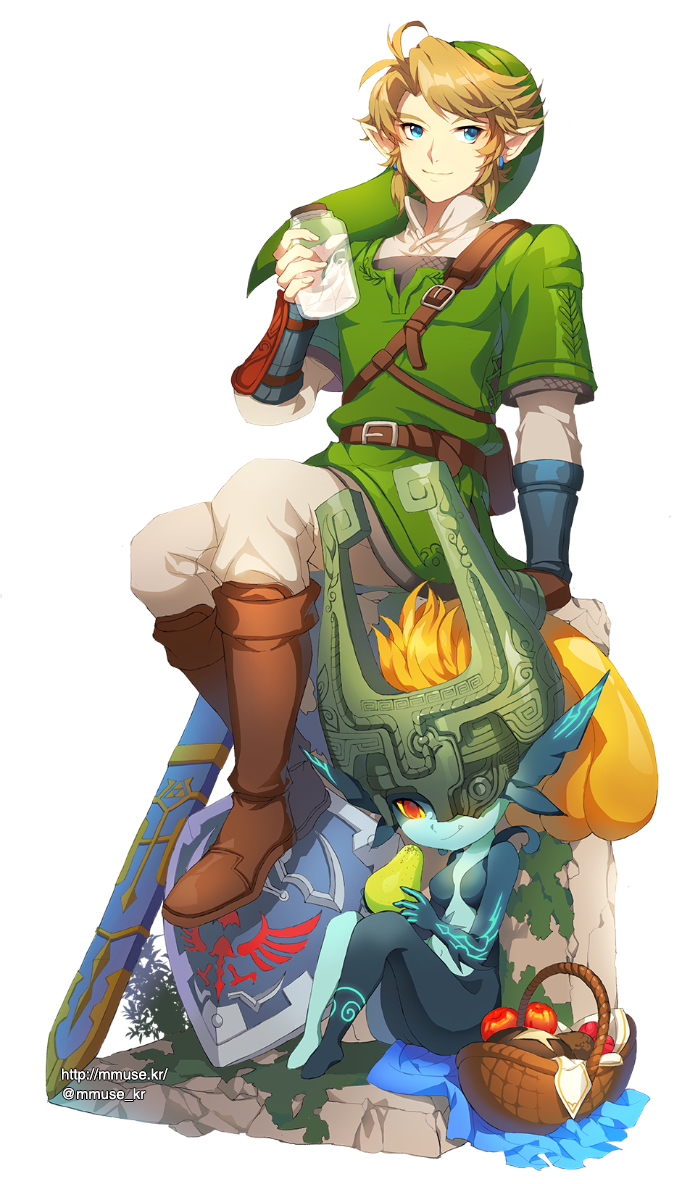 link and midna (the legend of zelda and 1 more) drawn by muse_(rainforest)