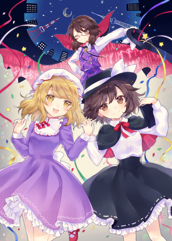 usami renko, maribel hearn, and usami sumireko (touhou) drawn by torii_sumi