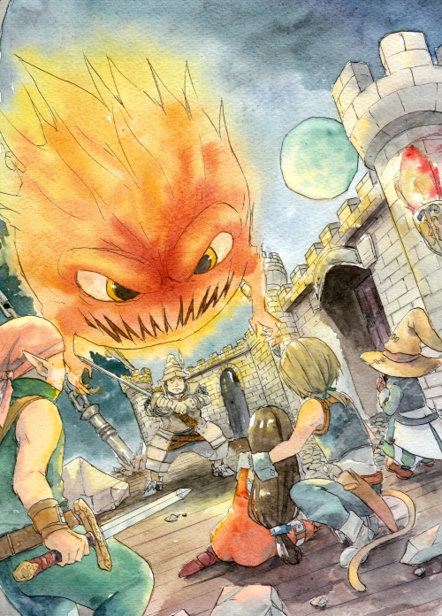 zidane tribal, garnet til alexandros xvii, vivi ornitier, adelbert steiner, bomb, and 1 more (final fantasy and 1 more) drawn by deboo