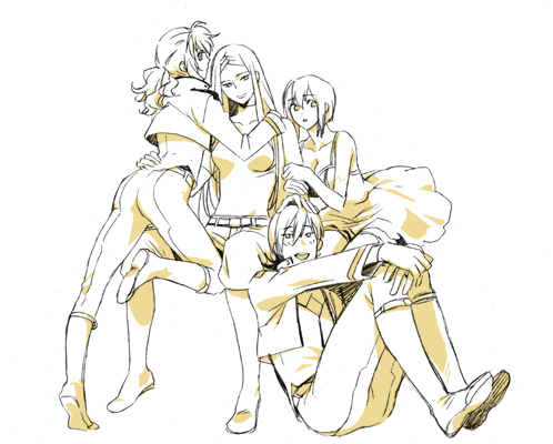 feldt grace, allelujah haptism, soma peries, and louise halevy (gundam and 1 more) drawn by saida_nika