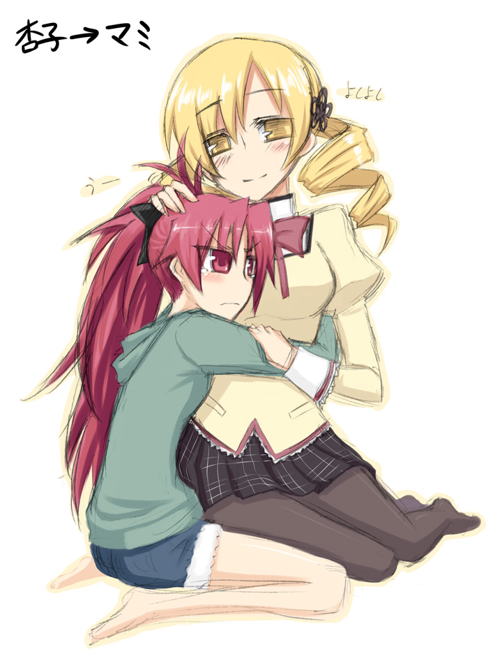 sakura kyoko and tomoe mami (mahou shoujo madoka magica) drawn by kurakumo_nue