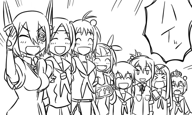 inazuma, yuudachi, tenryuu, yukikaze, shiranui, and 3 more (kantai collection) drawn by tonda