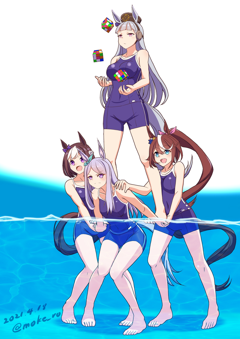 gold ship, mejiro mcqueen, tokai teio, and special week (umamusume) drawn by moke_ro
