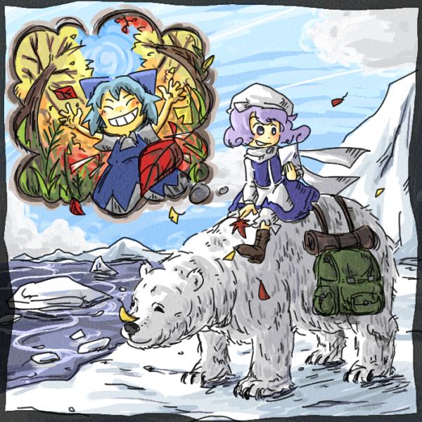 cirno and letty whiterock (touhou) drawn by marukei_(kuramaruk)