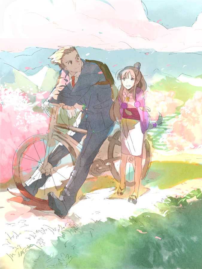 phoenix wright and maya fey (ace attorney) drawn by roku_(tsua-kihuyu)