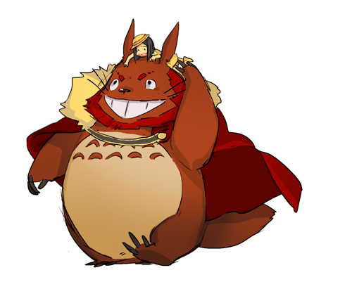iskandar, waver velvet, and totoro (fate and 2 more) drawn by spzhsla