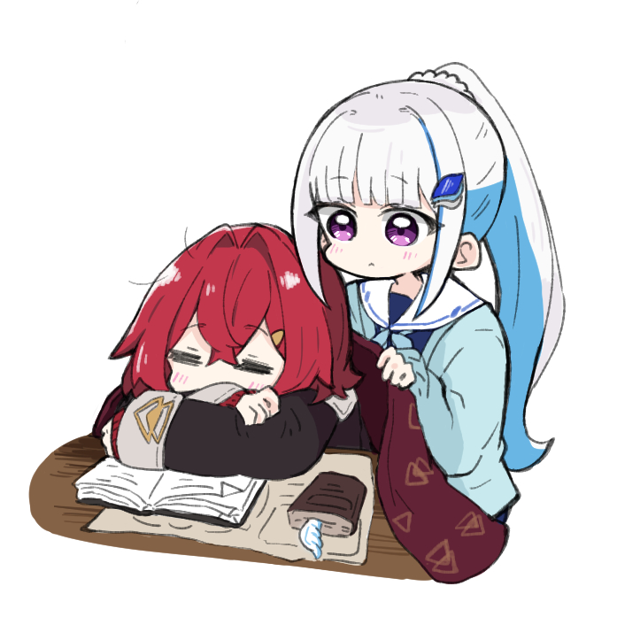 lize helesta and ange katrina (nijisanji) drawn by nozo_(hitomiz)