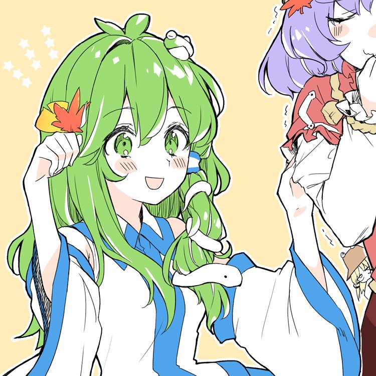 kochiya sanae, moriya suwako, and yasaka kanako (touhou) drawn by akizuki_haruhi