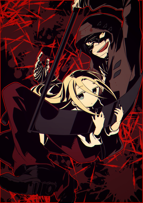 rachel gardner and isaac foster (satsuriku no tenshi) drawn by kazutake_hazano