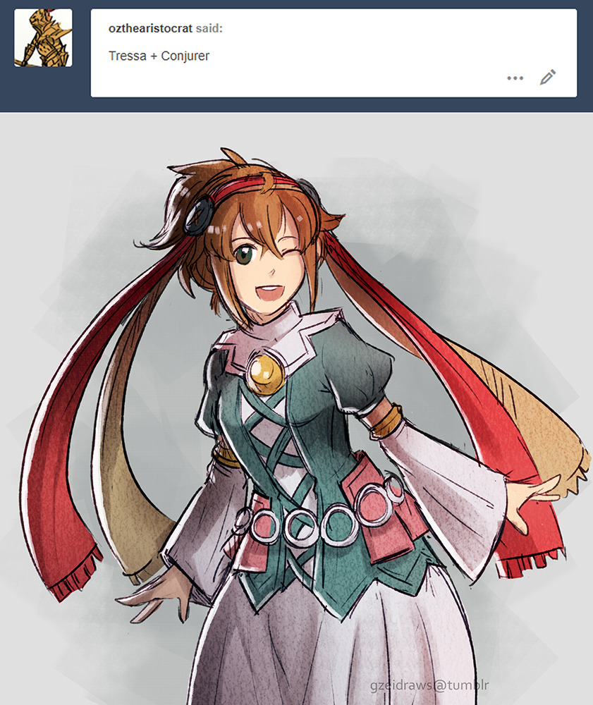 tressa colzione (octopath traveler and 2 more) drawn by gzei
