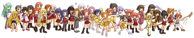 evangeline a.k. mcdowell, kagurazaka asuna, sakurazaki setsuna, miyazaki nodoka, ayase yue, and 28 more (mahou sensei negima!) drawn by kasuga_yukihito
