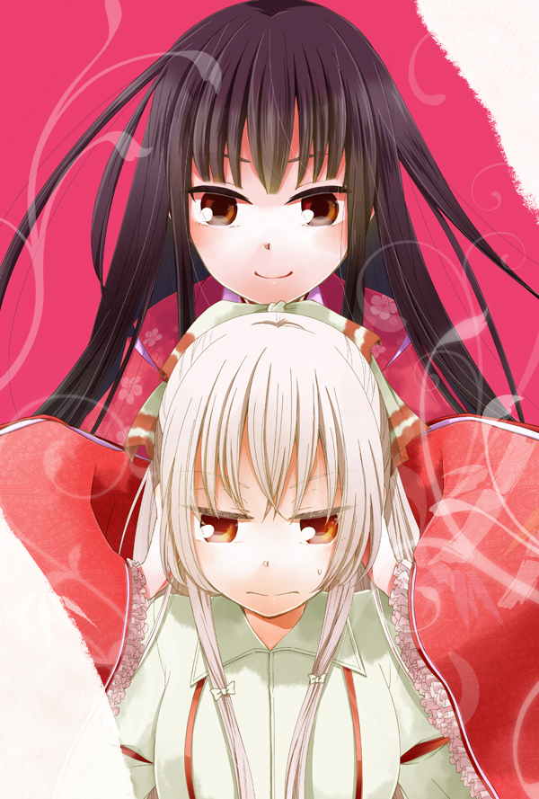 fujiwara no mokou and houraisan kaguya (touhou) drawn by mocomocone