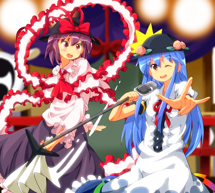 hinanawi tenshi and nagae iku (touhou) drawn by ruu_(tksymkw)
