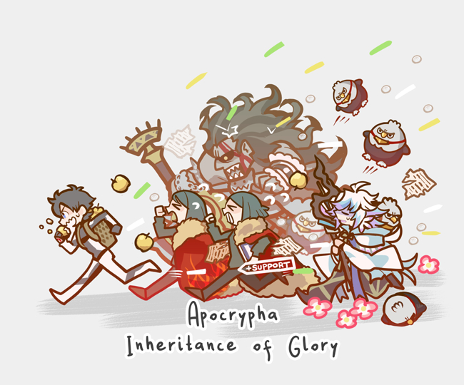fujimaru ritsuka, waver velvet, merlin, heracles, and hippogriff (fate and 1 more) drawn by hiko_(lg612)