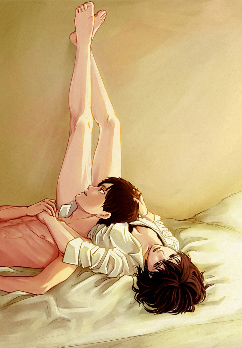 mikasa ackerman and eren yeager (shingeki no kyojin) drawn by daydream24-7