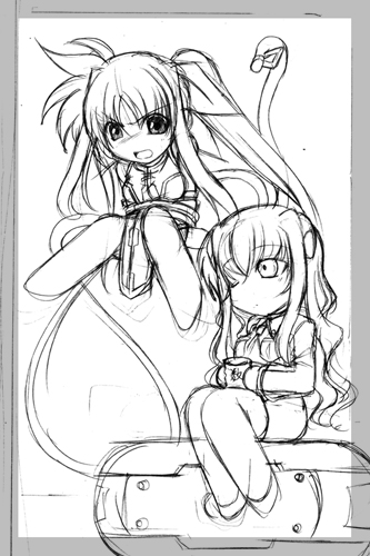 fate testarossa, uno, and gadget (lyrical nanoha and 1 more) drawn by hagane_soushi