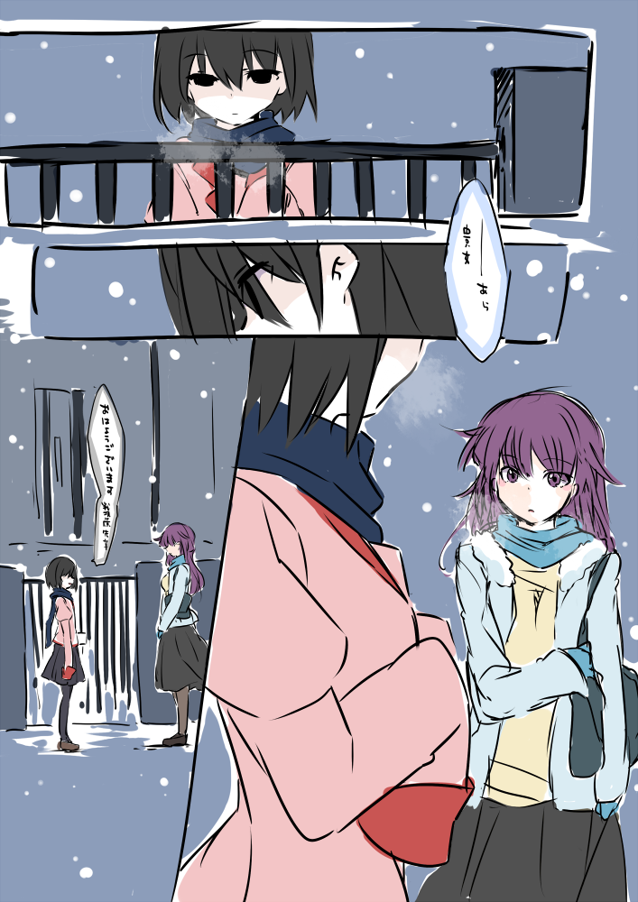 senjougahara hitagi and oshino ougi (monogatari) drawn by hammer_(sunset_beach)