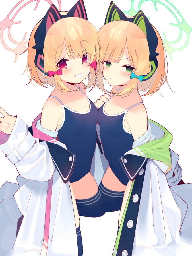 momoi and midori (blue archive) drawn by koori