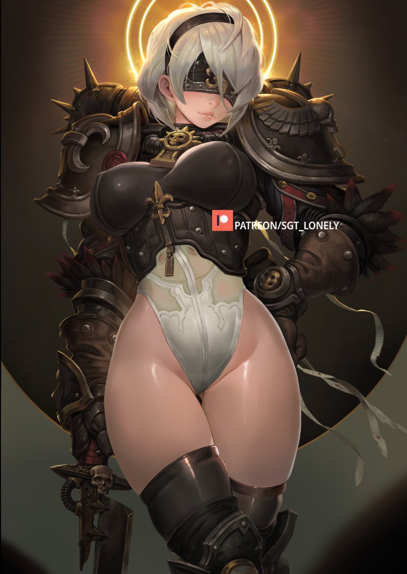 2b and adepta sororitas (nier and 2 more) drawn by sgt_lonely