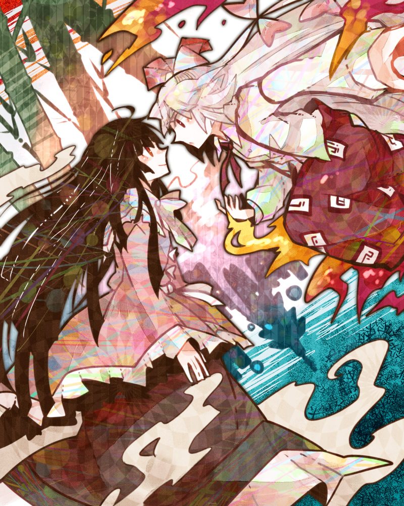 fujiwara no mokou and houraisan kaguya (touhou) drawn by itomugi-kun