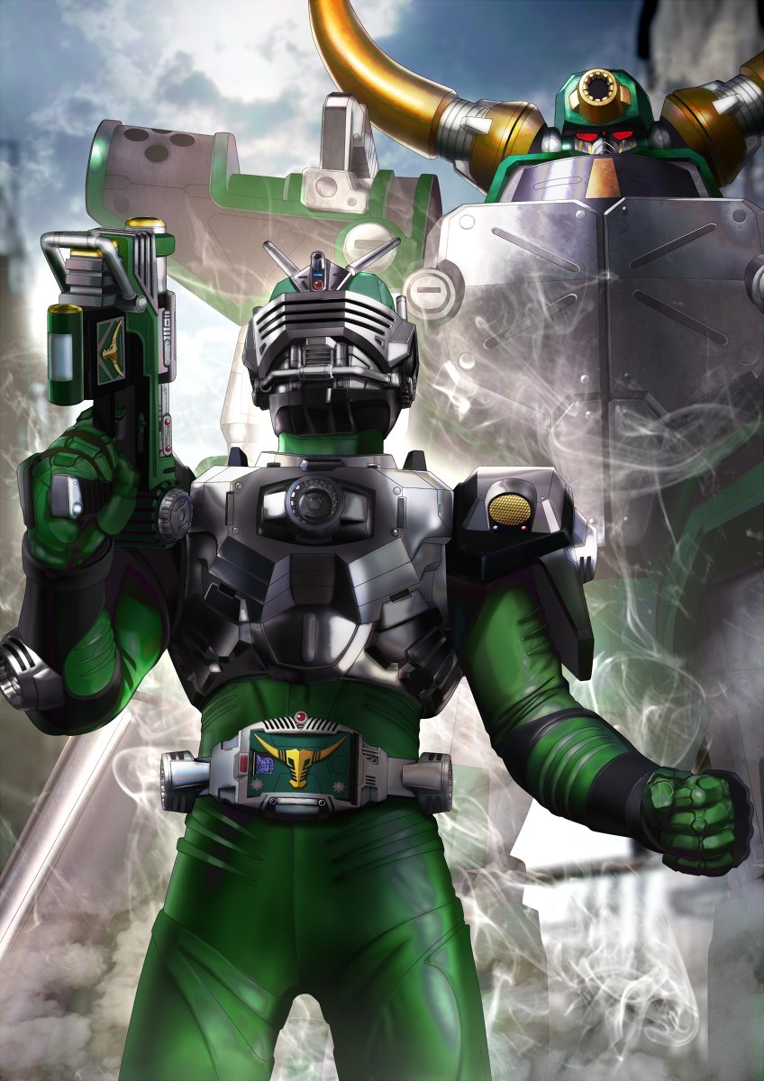 kamen rider zolda and magnugiga (kamen rider and 1 more) drawn by masukudo_(hamamoto_hikaru)