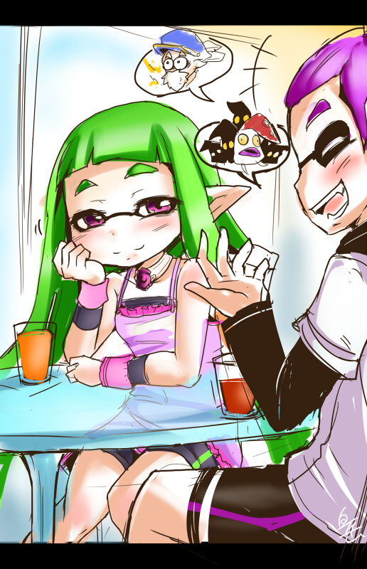 inkling player character, inkling girl, inkling boy, cap'n cuttlefish, and octotrooper (splatoon and 1 more) drawn by shirotake_jinan