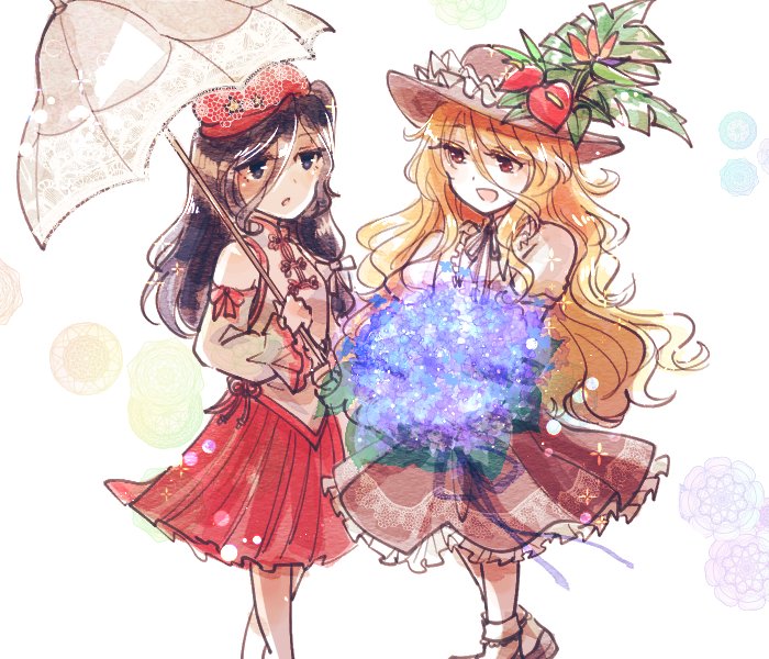 jacket girl and label girl (touhou) drawn by owannu