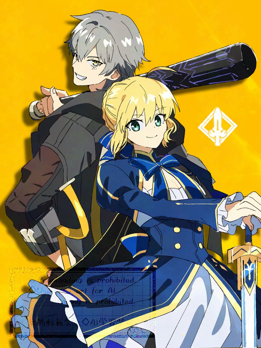 artoria pendragon, saber, trailblazer, and caelus (honkai and 1 more) drawn by pirohi_(pirohi214)
