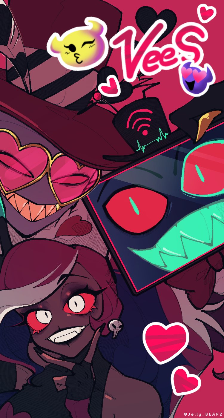 valentino, vox, and velvette (hazbin hotel) drawn by jelly_bear2