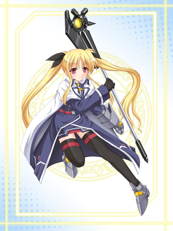 fate testarossa and bardiche (lyrical nanoha and 1 more) drawn by murasaki_atsushi