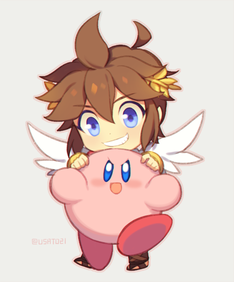 kirby and pit (kirby and 2 more) drawn by wusagi2