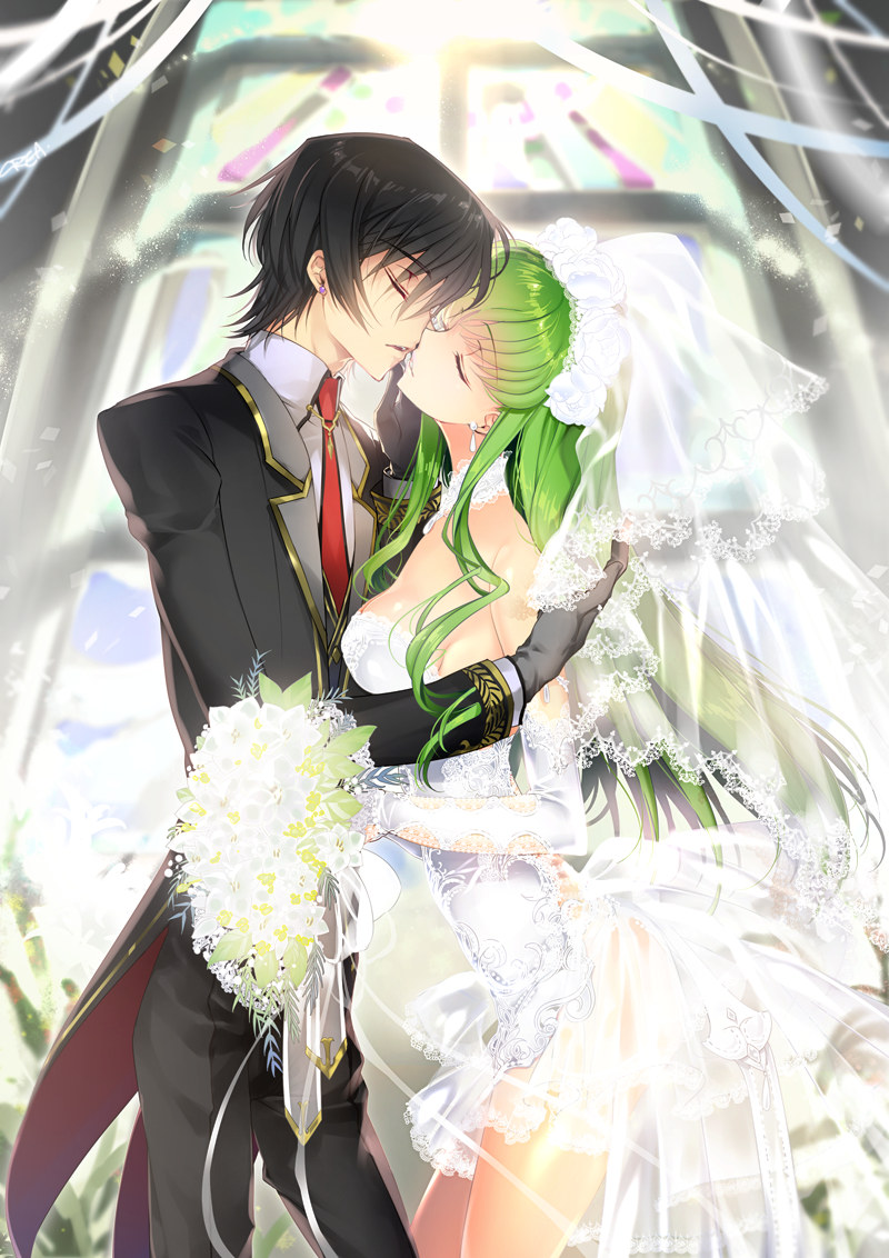 c.c. and lelouch vi britannia (code geass) drawn by creayus