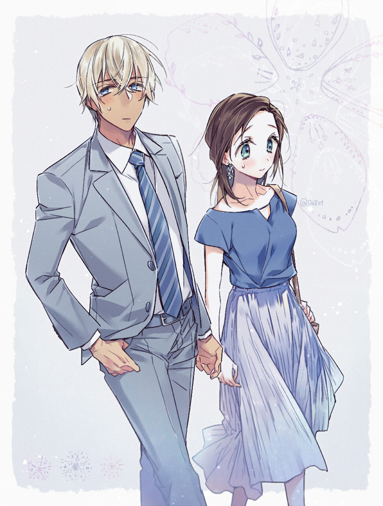 amuro tooru and enomoto azusa (meitantei conan) drawn by icylove