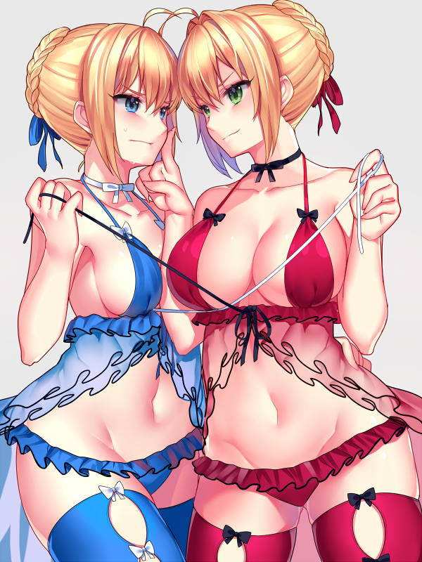 artoria pendragon, saber, and nero claudius (fate and 2 more) drawn by gendo0032
