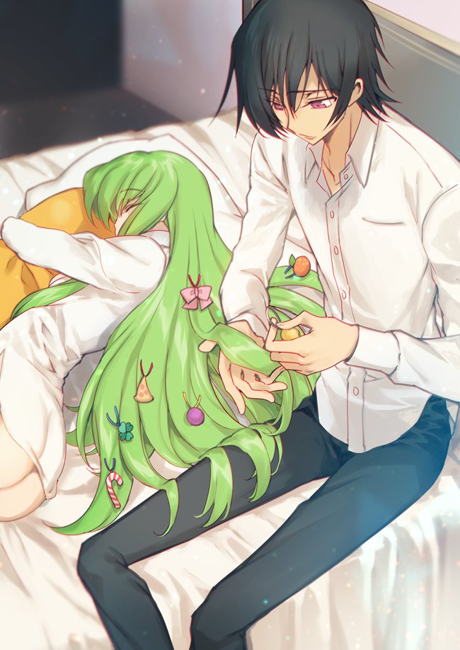 c.c., lelouch vi britannia, and cheese-kun (code geass) drawn by creayus