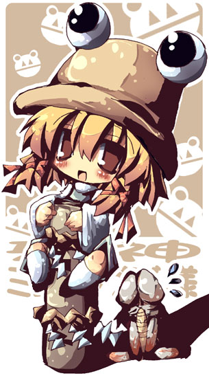 moriya suwako, pyonta, and mishaguji (touhou) drawn by dangomushi