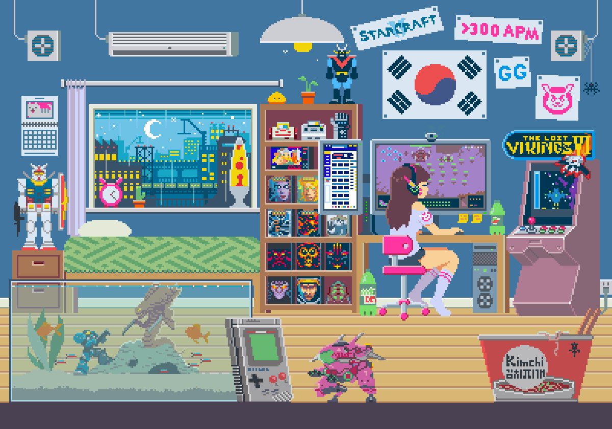 d.va, rx-78-2 gundam, and great mazinger (gundam and 16 more) drawn by pixelninja