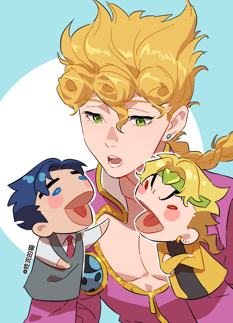 dio brando, giorno giovanna, and jonathan joestar (jojo no kimyou na bouken and 3 more) drawn by honlo
