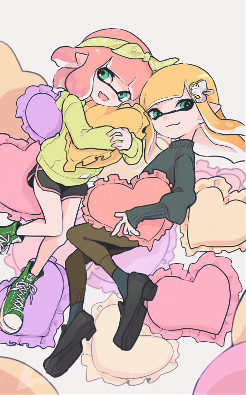inkling player character and inkling girl (splatoon) drawn by imaikuy0