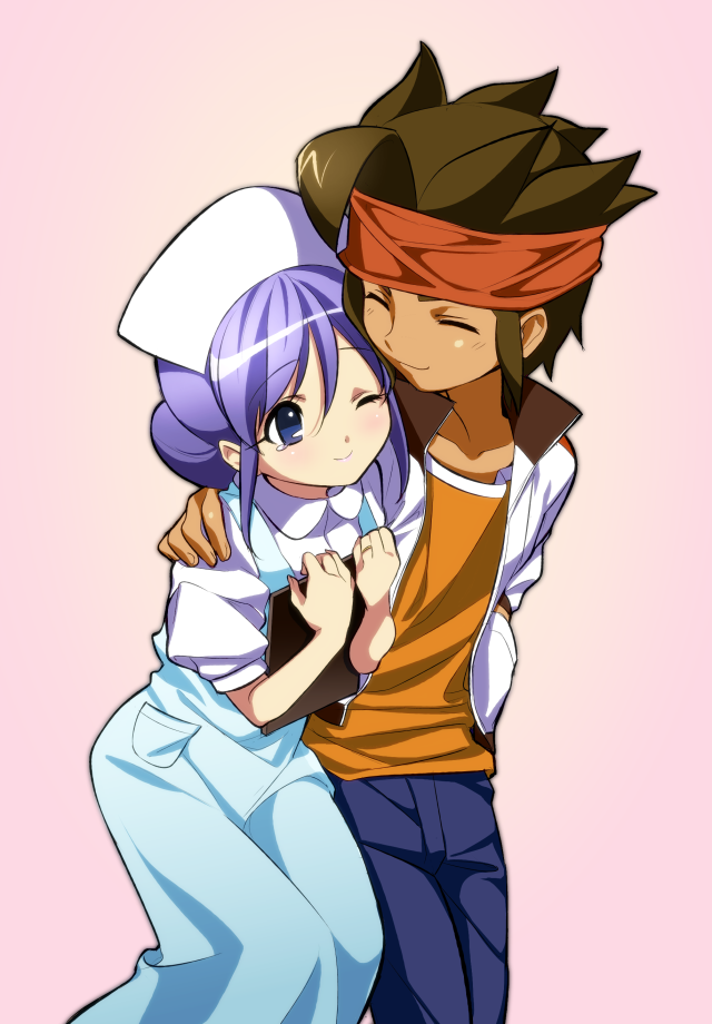 endou mamoru and kudou fuyuka (inazuma eleven and 1 more) drawn by maetaku