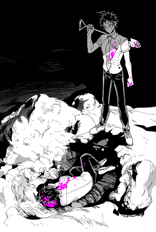 hinata hajime (danganronpa and 1 more) drawn by uurin