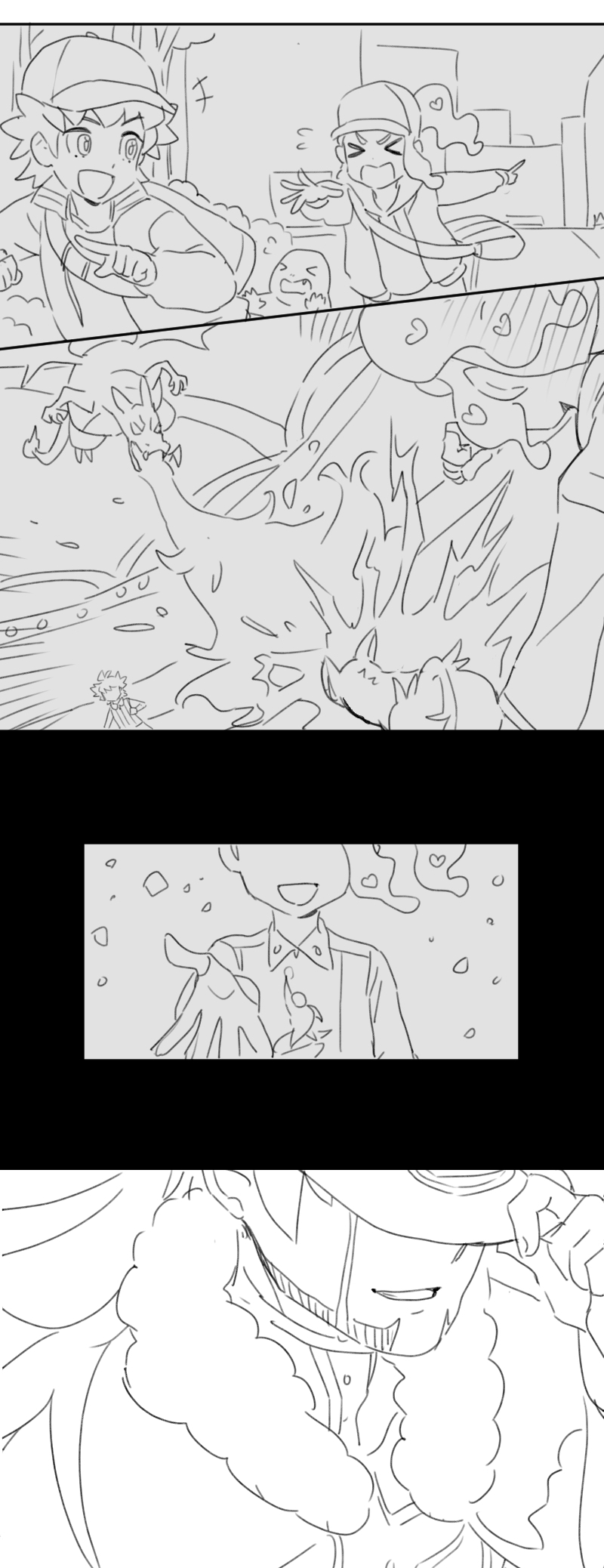 leon, charizard, sonia, charmander, and boltund (pokemon and 1 more) drawn by dede_(qwea_00000)