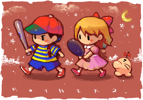 ness, paula, and doseisan (mother and 1 more) drawn by mariko_(leda)
