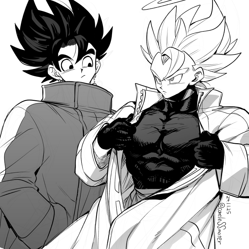 gogeta and vegetto (dragon ball and 1 more) drawn by nanika_(nnkgh)