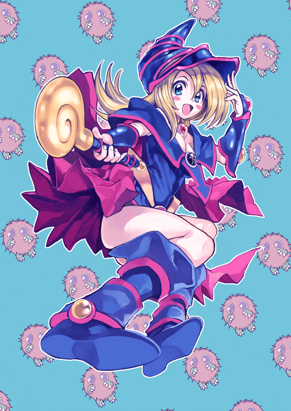dark magician girl and kuriboh (yu-gi-oh!) drawn by amezawa_koma