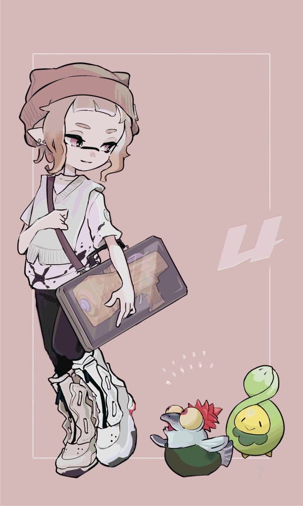 inkling player character, inkling girl, smallfry, and budew (pokemon and 1 more) drawn by imaikuy0