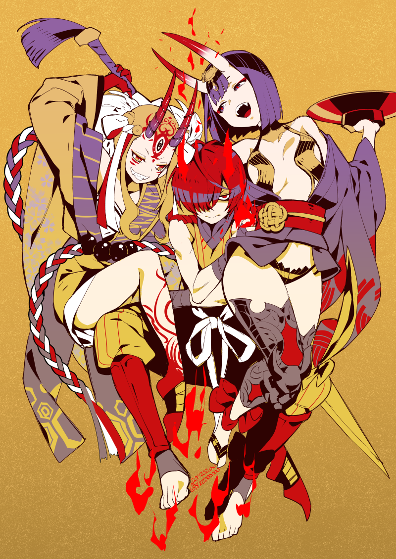 shuten douji, ibaraki douji, and fuuma kotarou (fate and 1 more) drawn by shatou_(c-com)