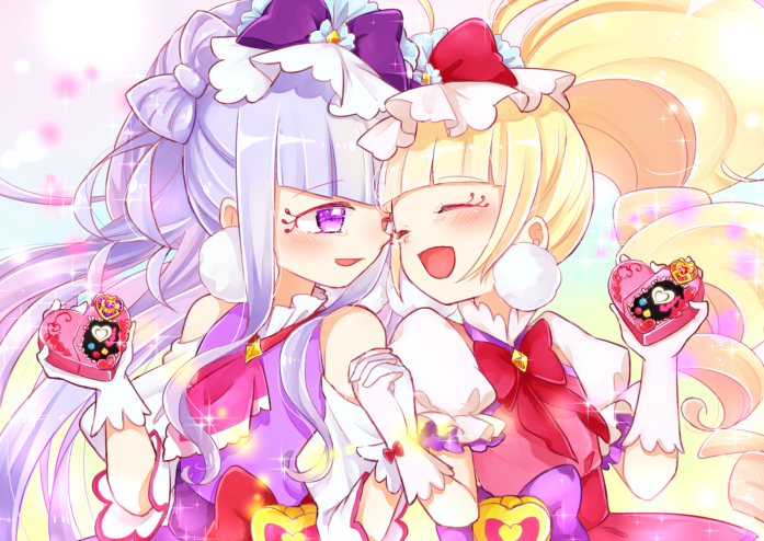 ruru amour, aisaki emiru, cure macherie, and cure amour (precure and 1 more) drawn by aihira_(aihira12)